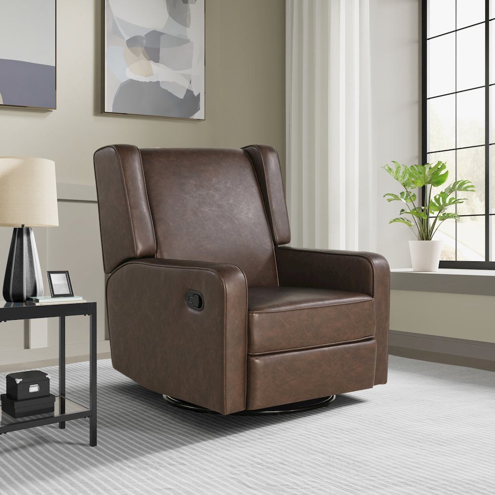 Emerson Swivel Rocker Recliner Brown. Picture 2