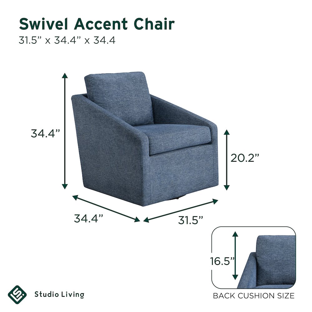 Halifax Swivel Accent Chair Blue. Picture 14