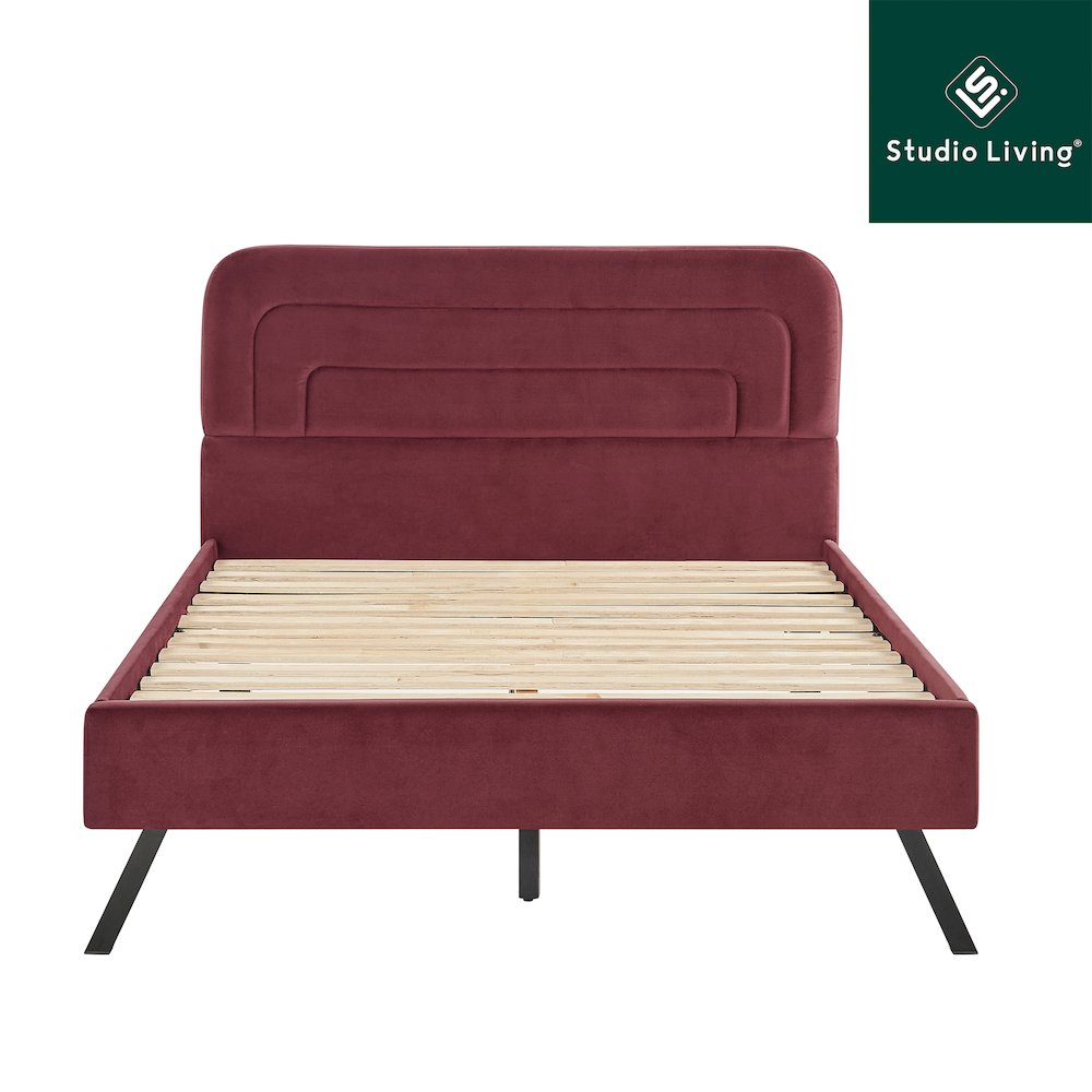 Adaline Upholstered Bed Full Burgundy. Picture 16