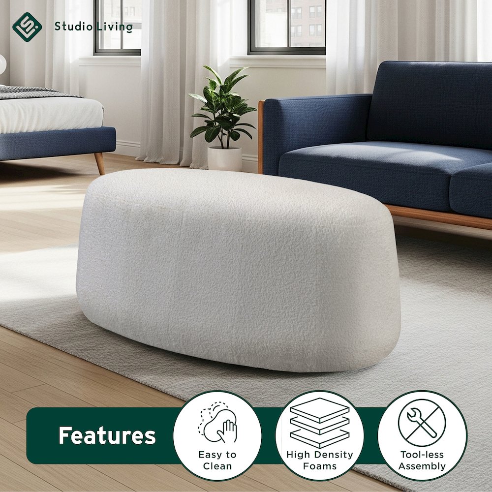 Kayden Upholstered Ottoman Large White. Picture 14