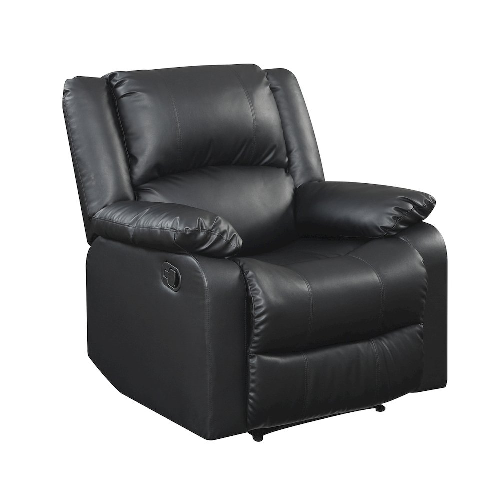 Parker Recliner Black Vegan Leather. Picture 1