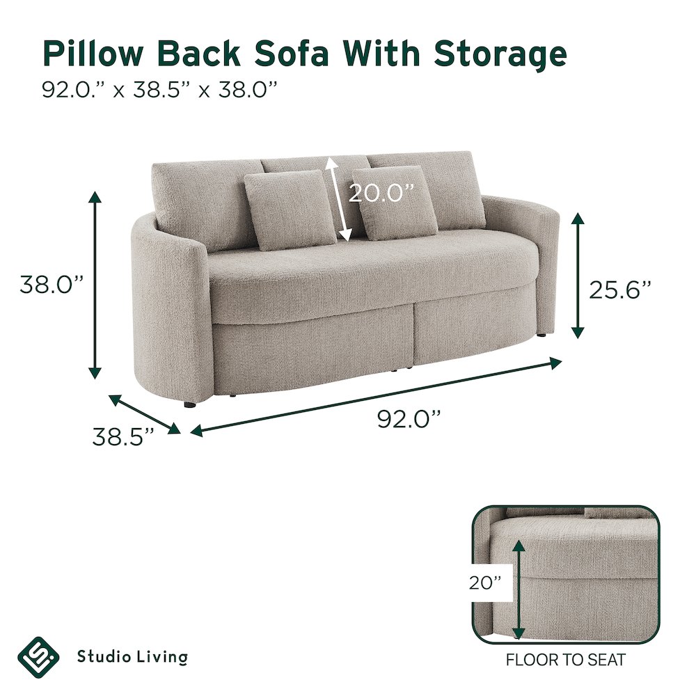 Beckett Storage Sofa Taupe. Picture 24