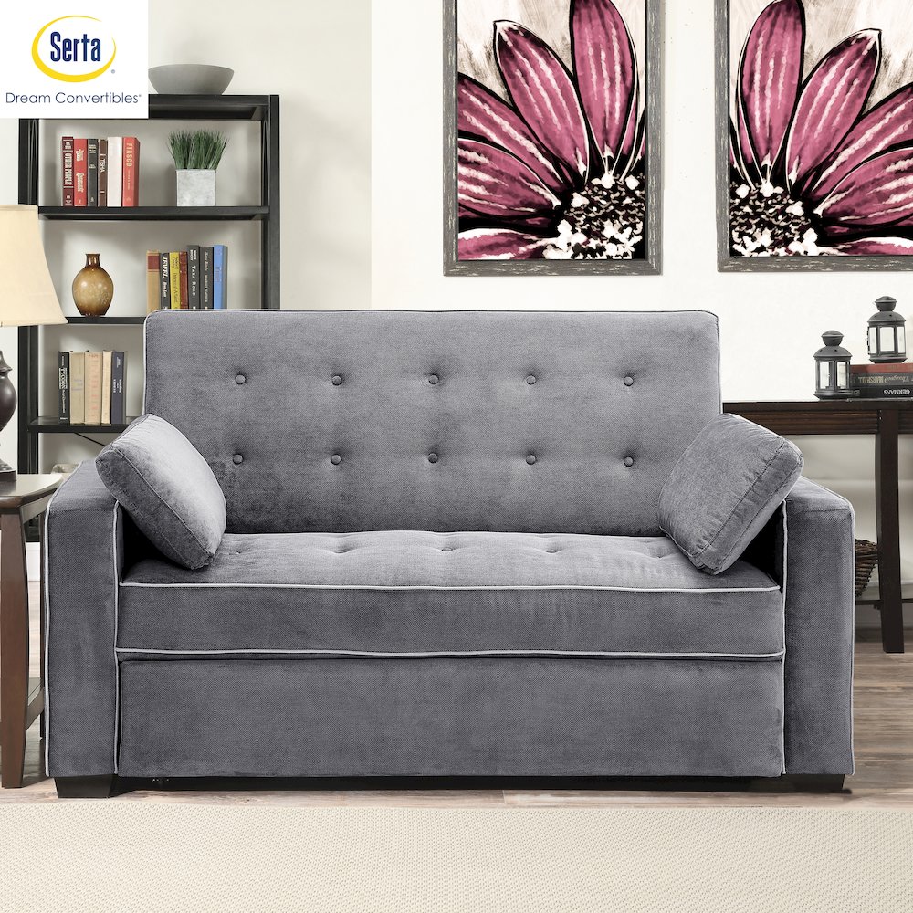 Augustine Full Convertible Loveseat Charcoal. Picture 5