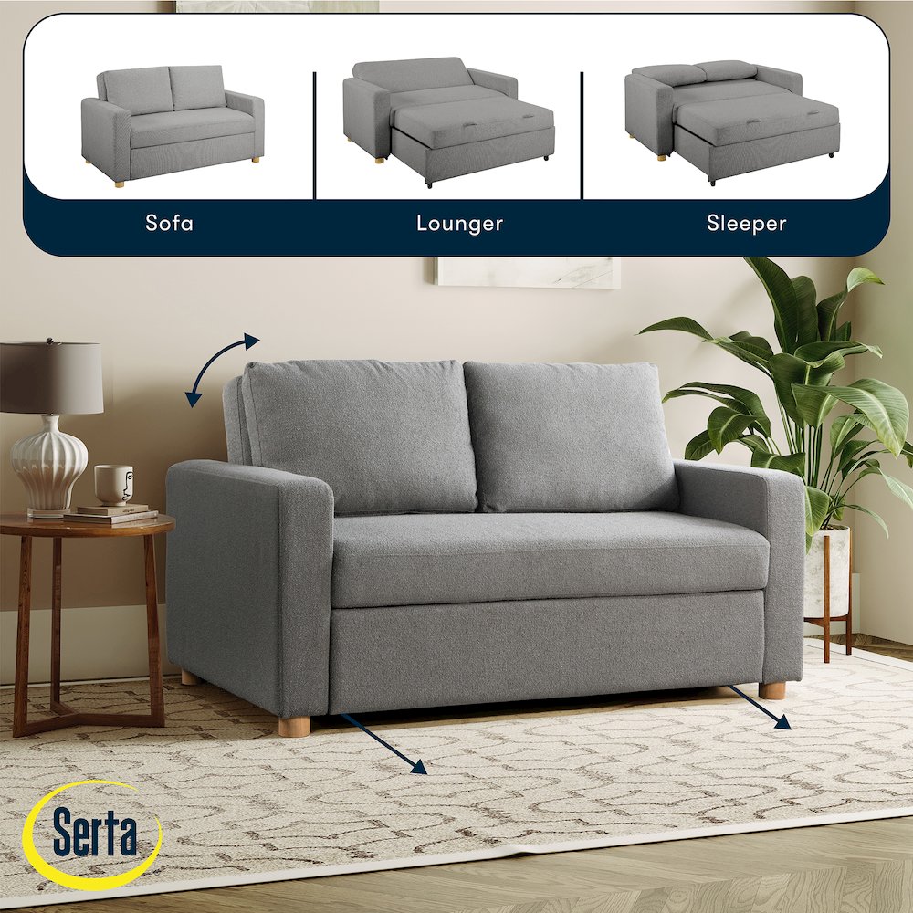 Tyler Convertible Sofa Grey Boucle. Picture 16