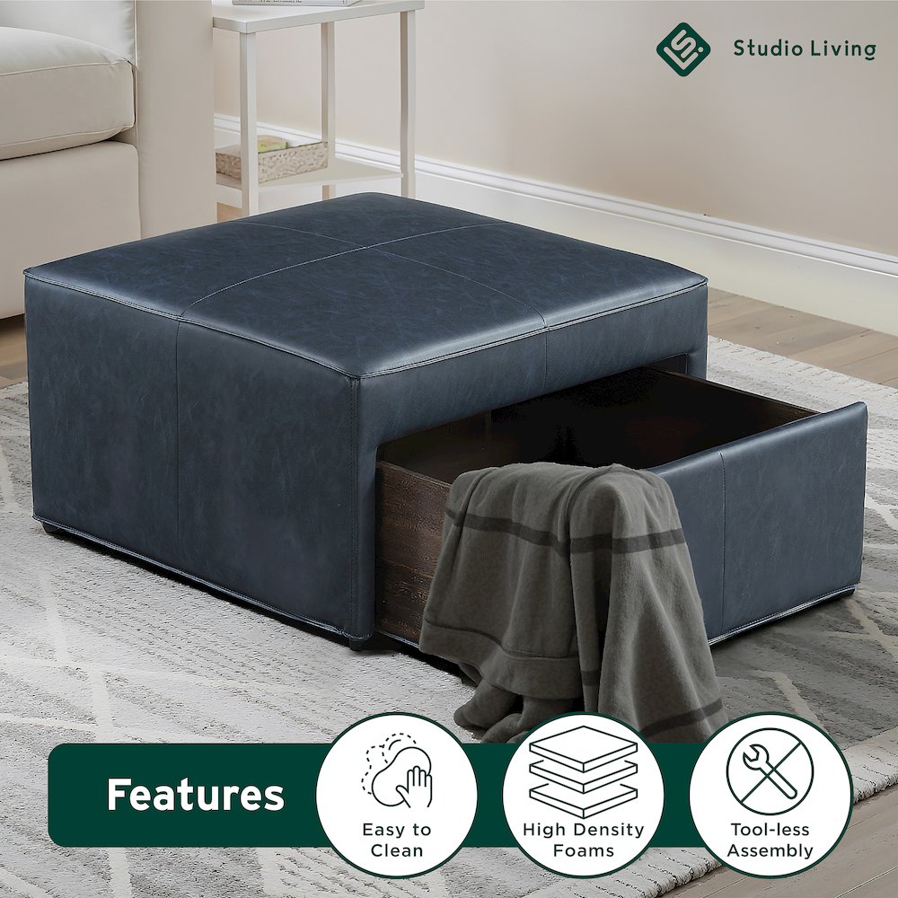 Hailey Storage Ottoman Navy. Picture 5