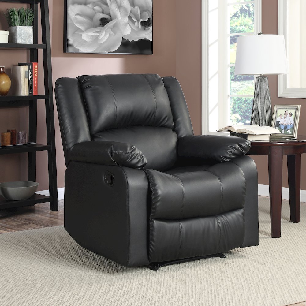 Parker Recliner Black Vegan Leather. Picture 9