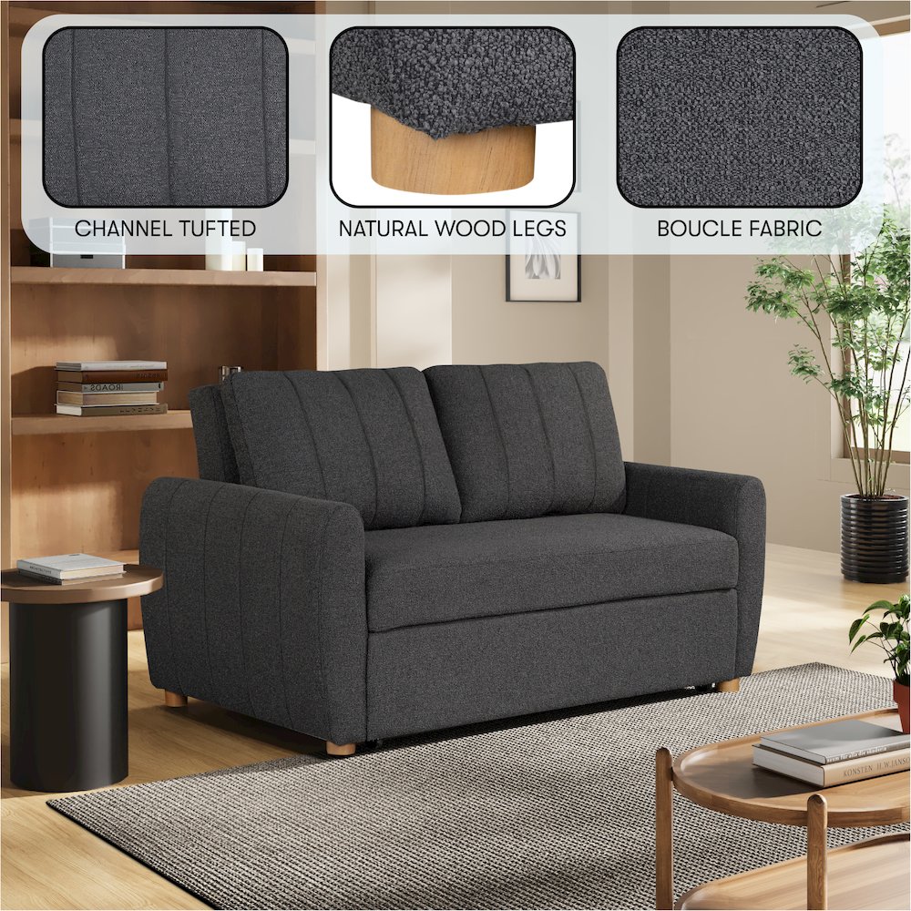 Galloway Convertible Loveseat Charcoal. Picture 20