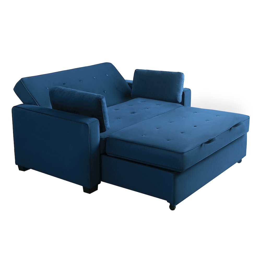 Augustine Full Convertible Loveseat Navy Blue. Picture 3