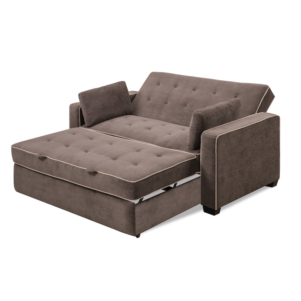 Augustine Full Convertible Loveseat Java. Picture 3