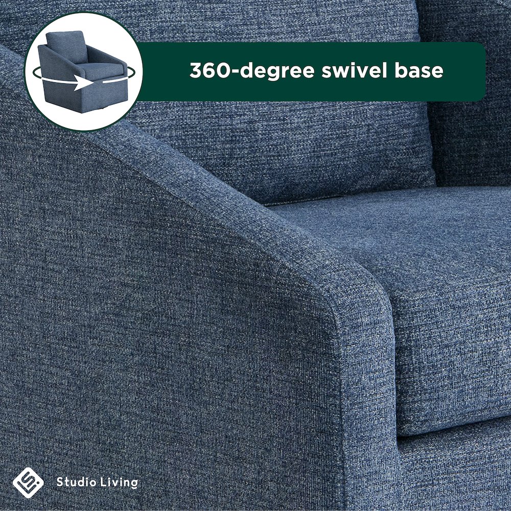 Halifax Swivel Accent Chair Blue. Picture 4
