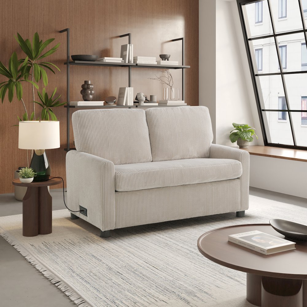 Drew Loveseat Pull-Out Sleeper Beige. Picture 2