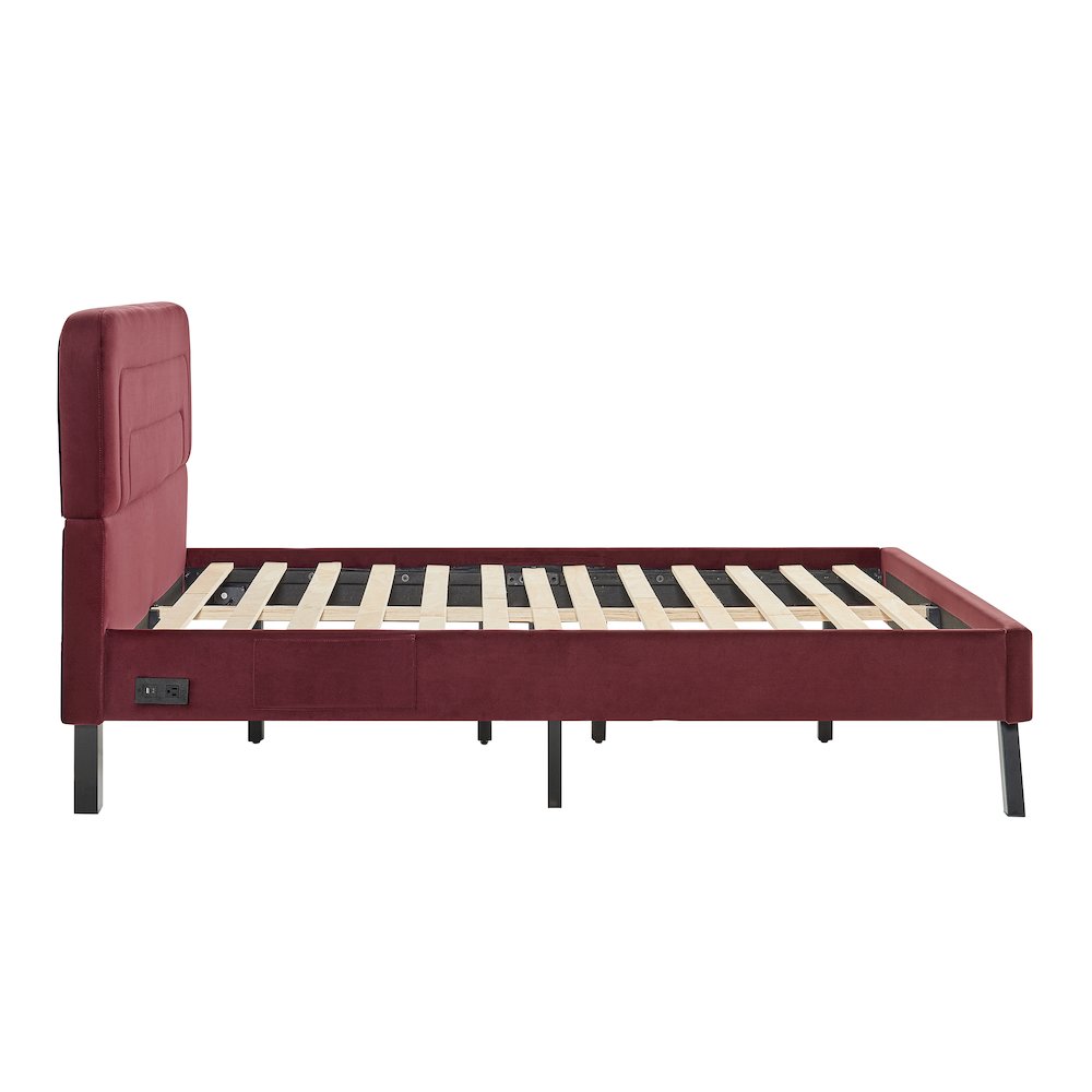 Adaline Upholstered Bed Full Burgundy. Picture 4