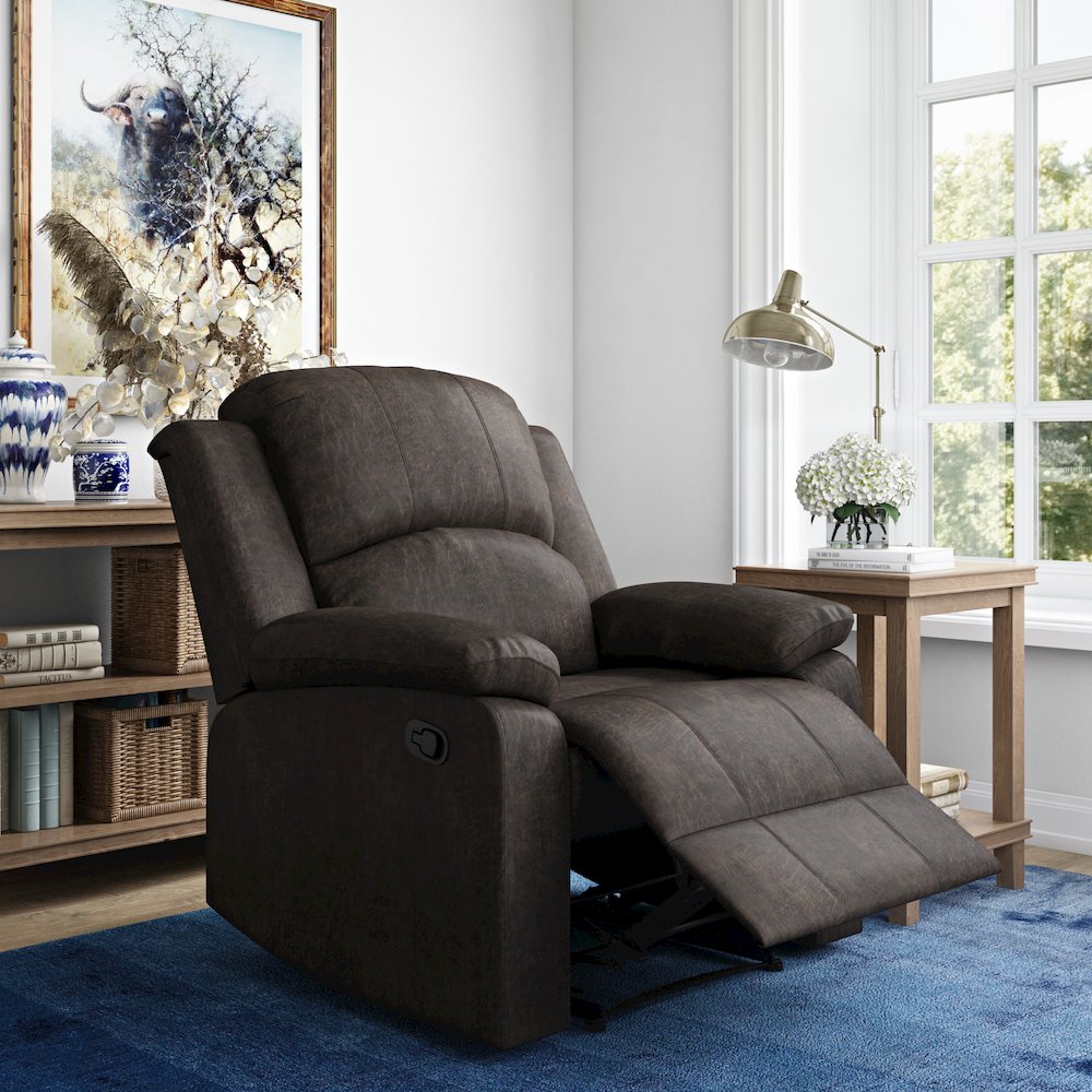 Derby Manual Recliner Java Faux Suede. Picture 10