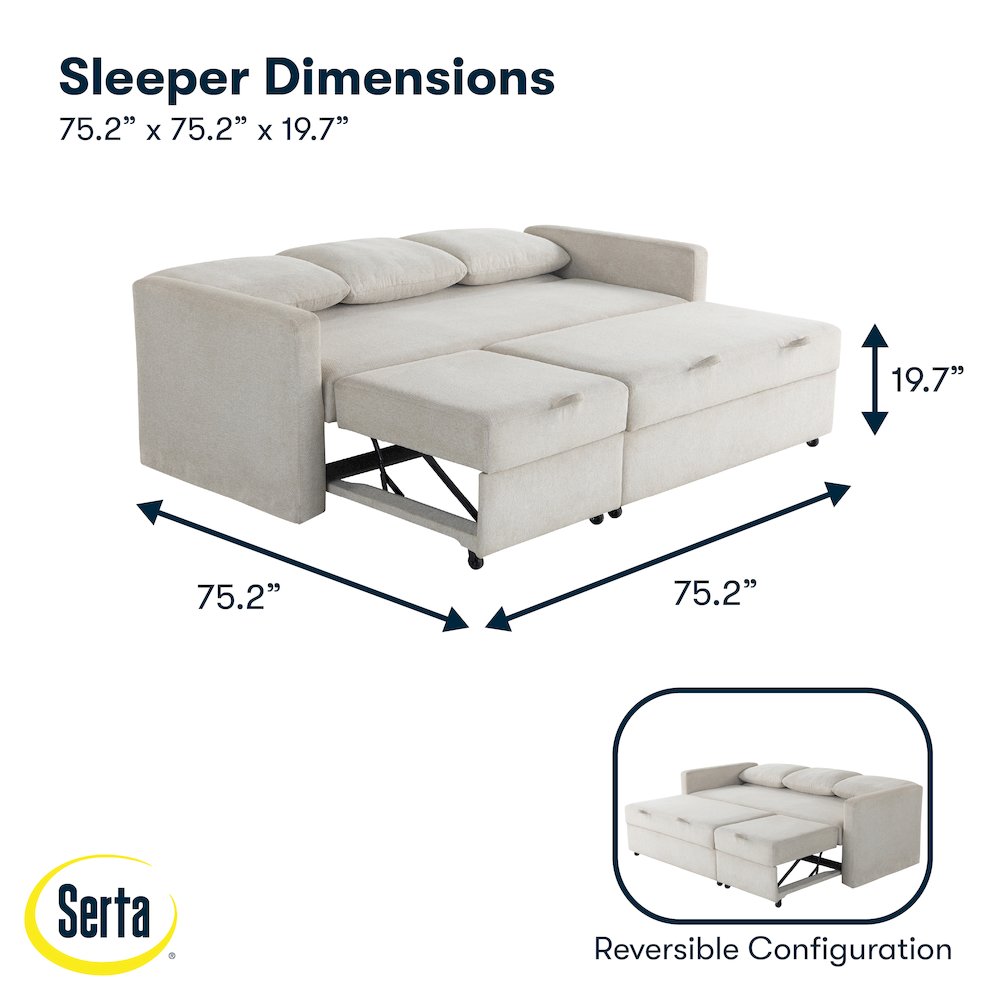 Mia Convertible Sofa Ivory. Picture 7