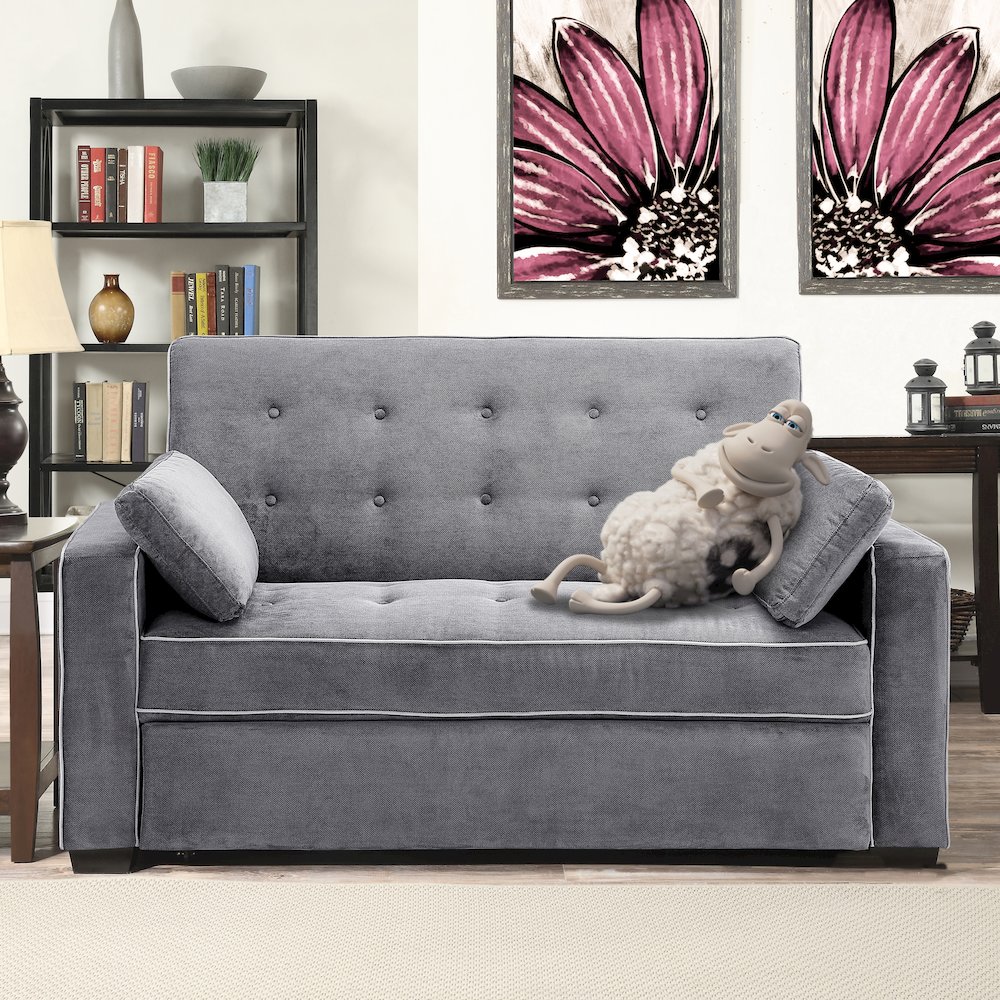 Augustine Full Convertible Loveseat Charcoal. Picture 12