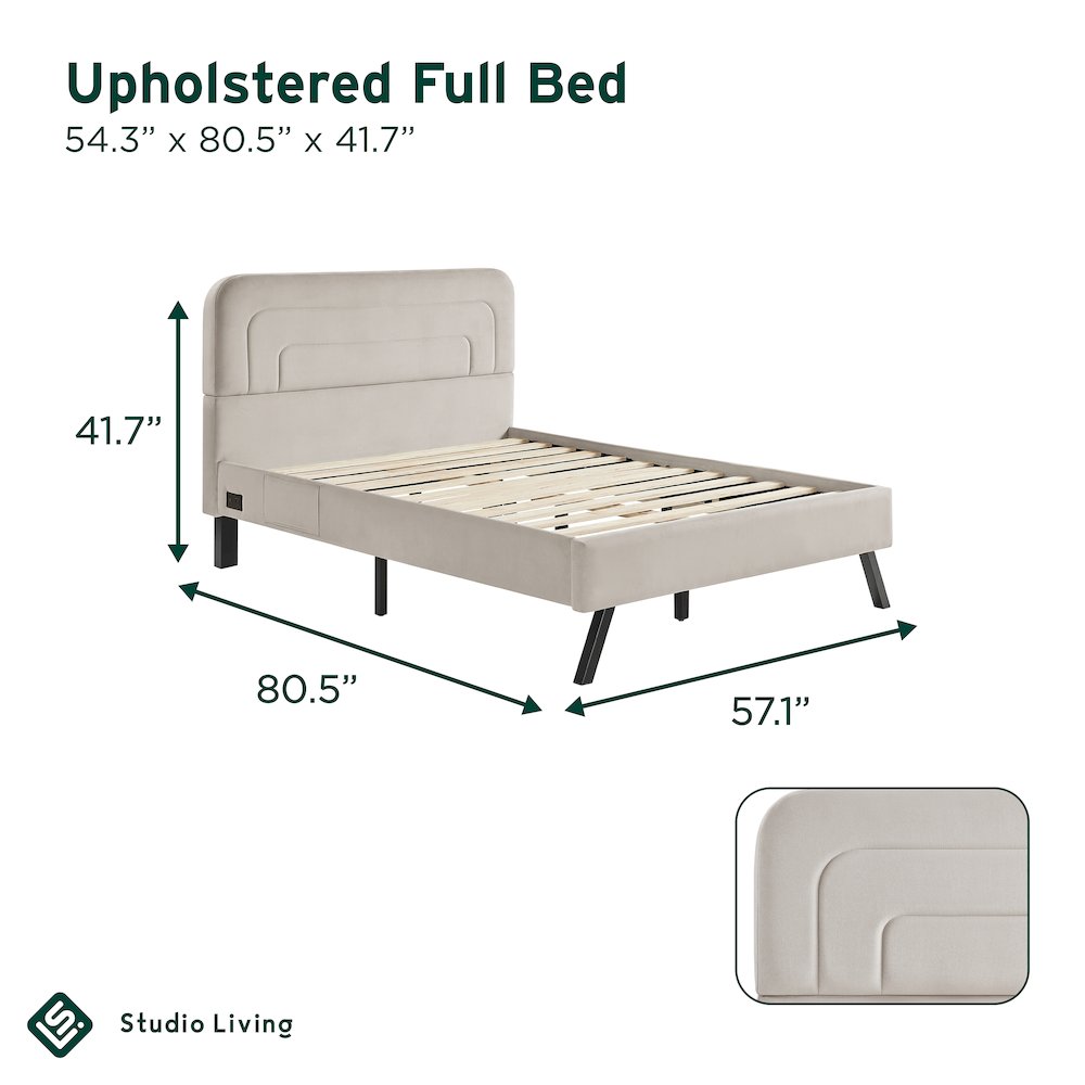 Adaline Upholstered Bed Full Light Gray. Picture 18