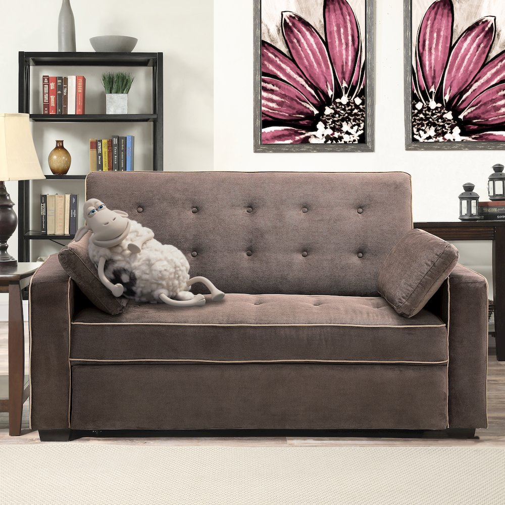 Augustine Full Convertible Loveseat Java. Picture 7