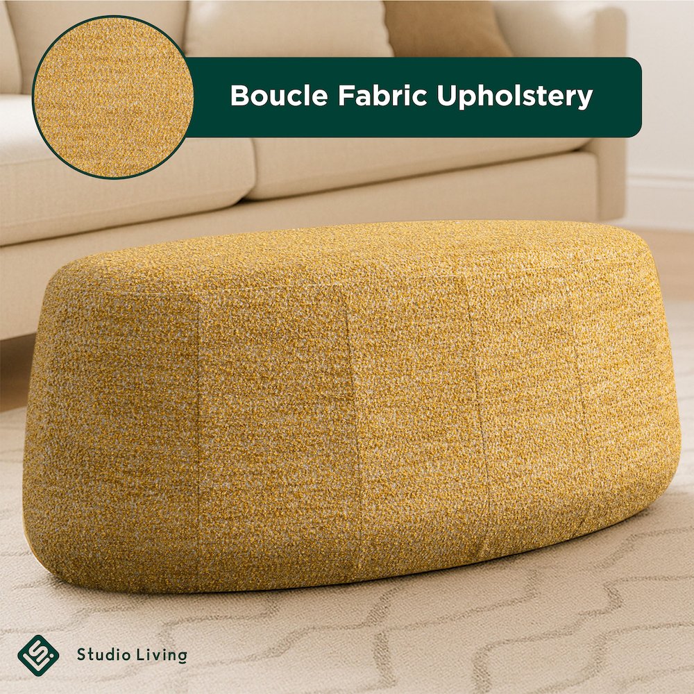 Kayden Upholstered Ottoman Large Mustard. Picture 17