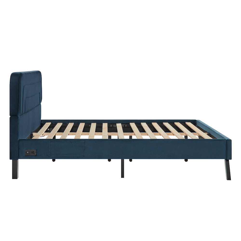 Adaline Upholstered Bed Queen Navy. Picture 4