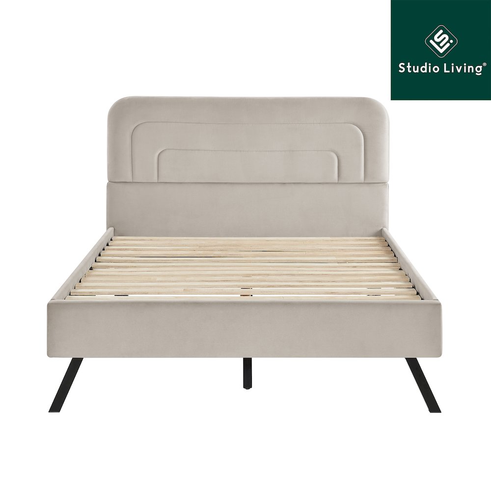 Adaline Upholstered Bed Full Light Gray. Picture 16