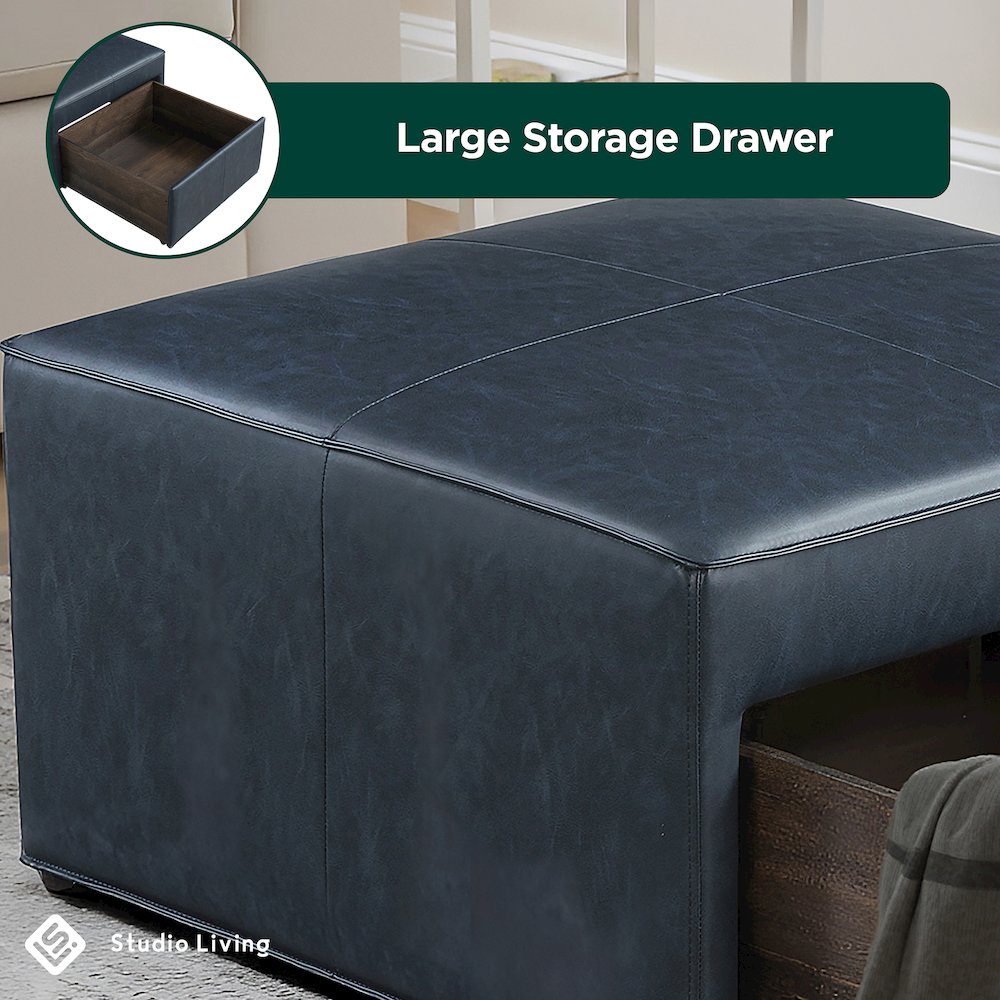 Hailey Storage Ottoman Navy. Picture 6