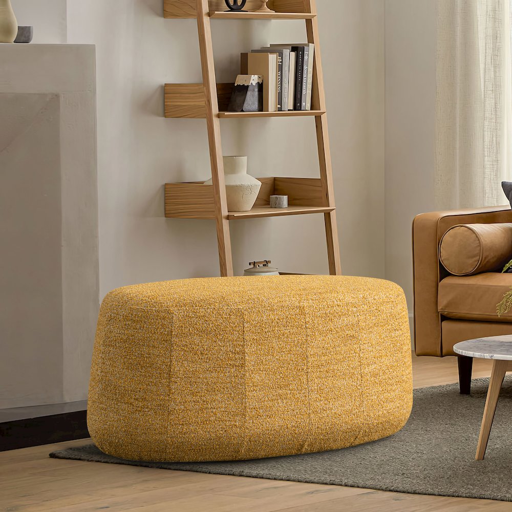 Kayden Upholstered Ottoman Large Mustard. Picture 9