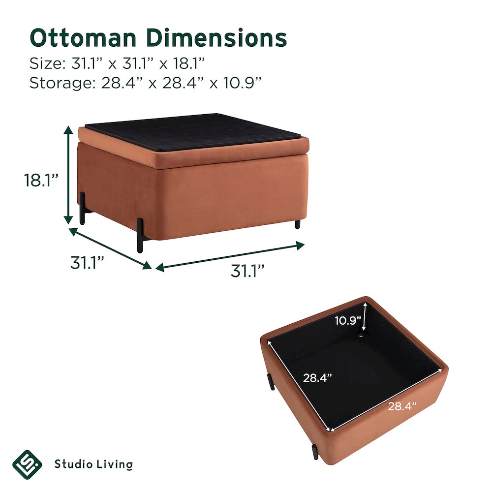 Kona Storage Ottoman Large Rust. Picture 23