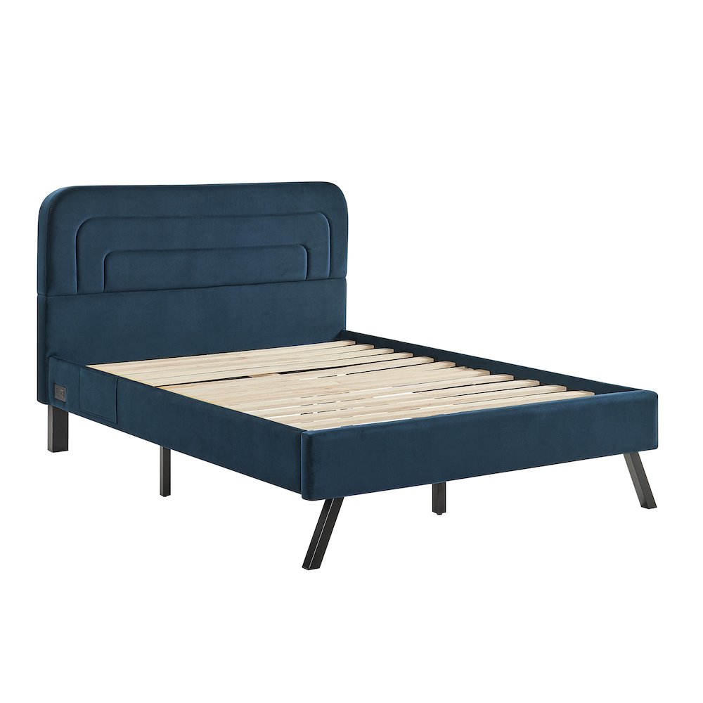 Adaline Upholstered Bed Full Navy. Picture 1