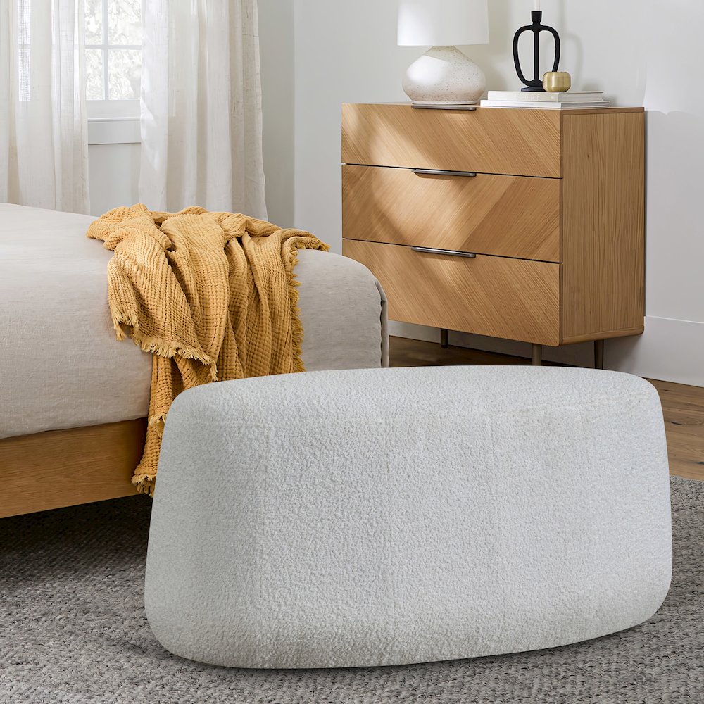 Kayden Upholstered Ottoman Large White. Picture 11