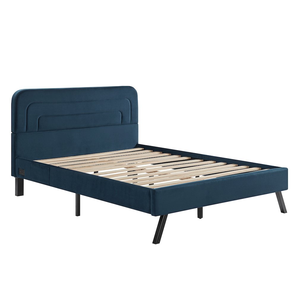 Adaline Upholstered Bed Queen Navy. Picture 2