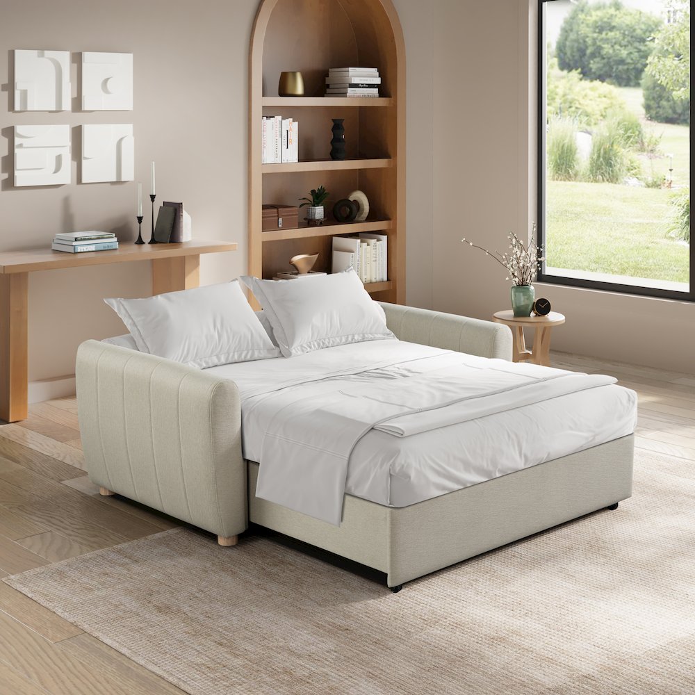 Galloway Convertible Loveseat Beige. Picture 10