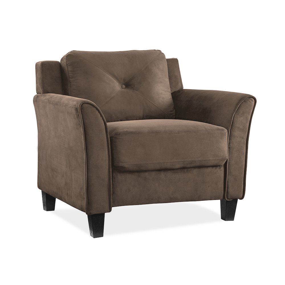 Hartford Chair Fabric Rolled Arms Brown. Picture 1