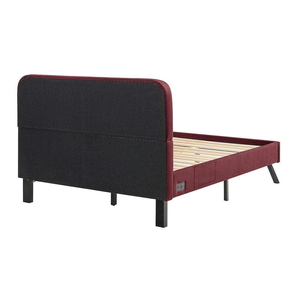 Adaline Upholstered Bed Full Burgundy. Picture 5