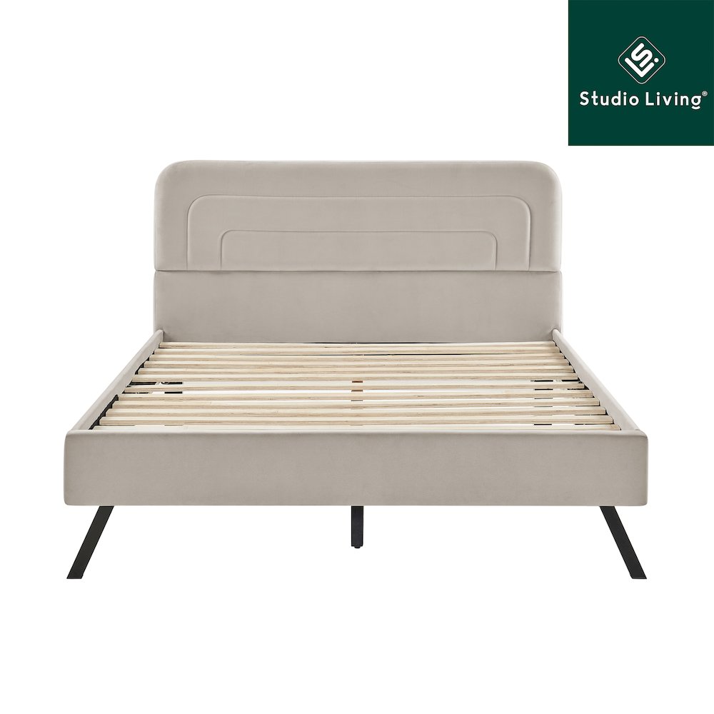 Adaline Upholstered Bed Queen Light Gray. Picture 16