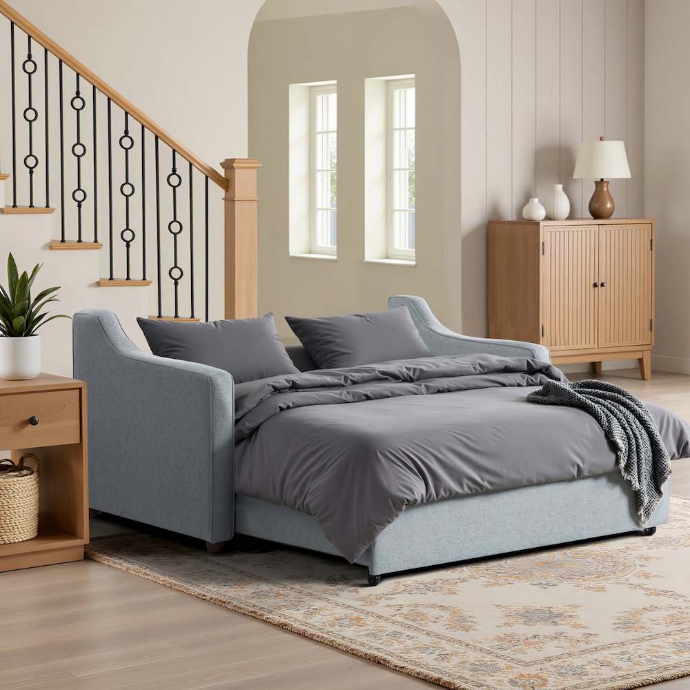 Carey Convertible Sofa Light Gray. Picture 3