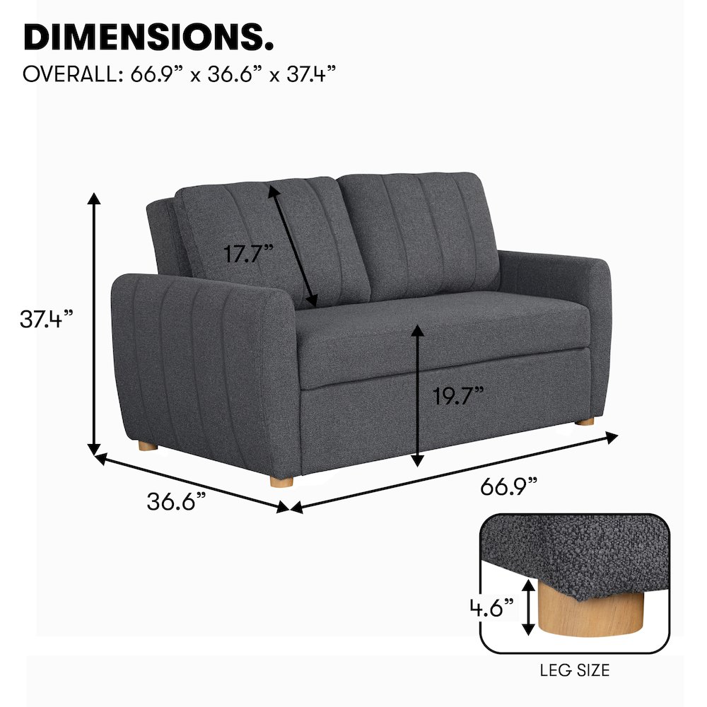 Galloway Convertible Loveseat Charcoal. Picture 22