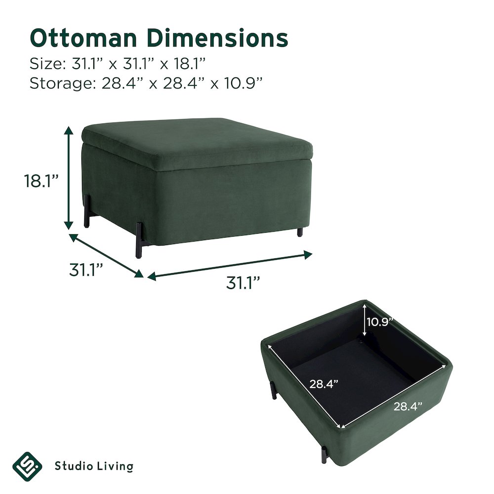 Kona Storage Ottoman Large Green. Picture 25