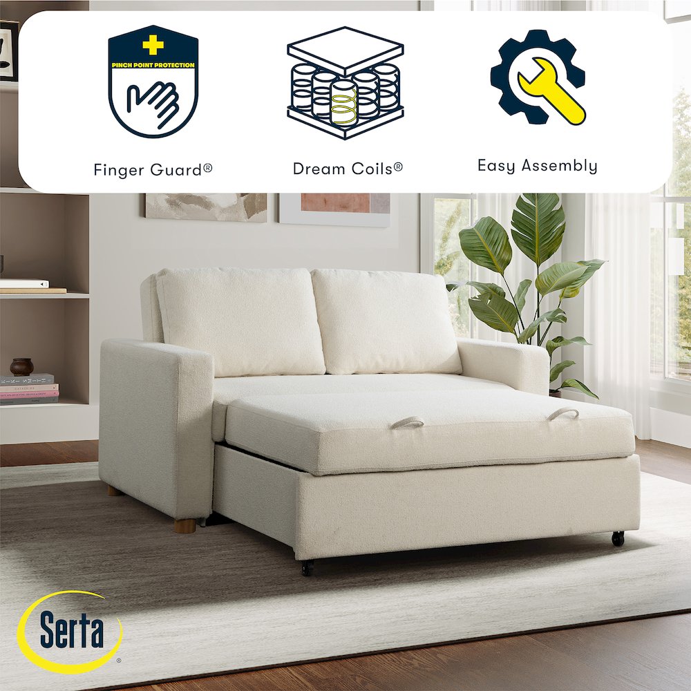 Tyler Convertible Sofa Ivory Boucle. Picture 16