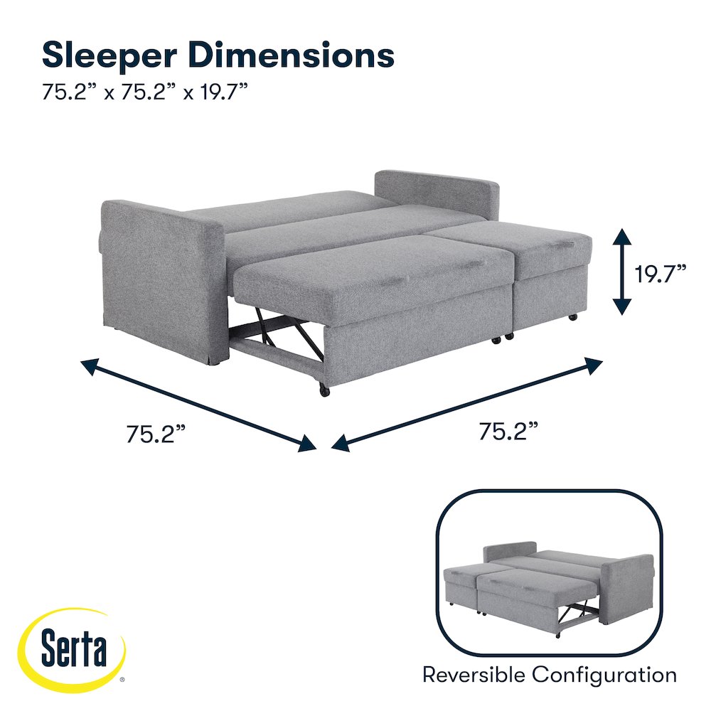 Mia Convertible Sofa Light Gray. Picture 43