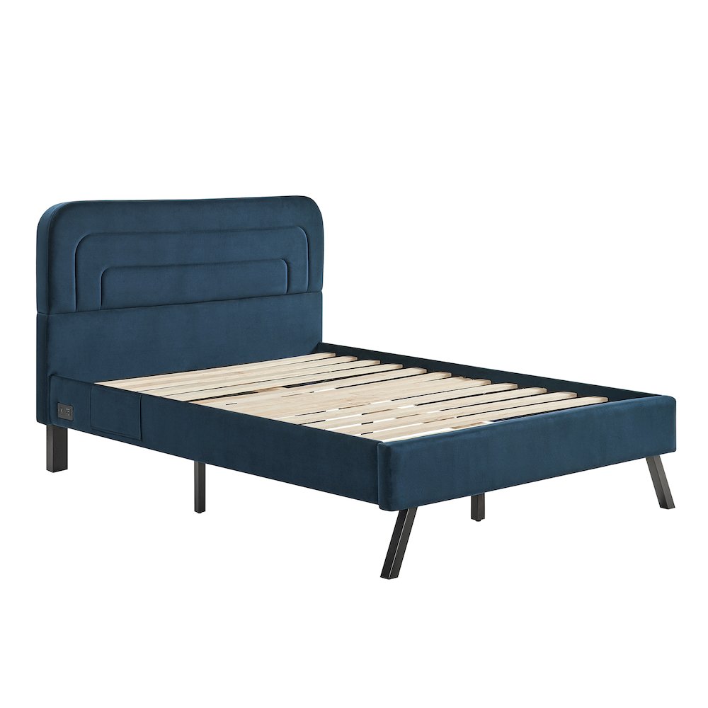 Adaline Upholstered Bed Full Navy. Picture 2