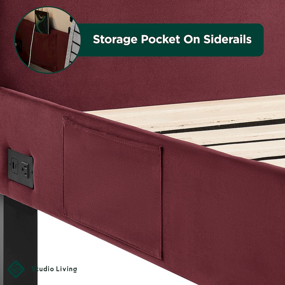Adaline Upholstered Bed Full Burgundy. Picture 21