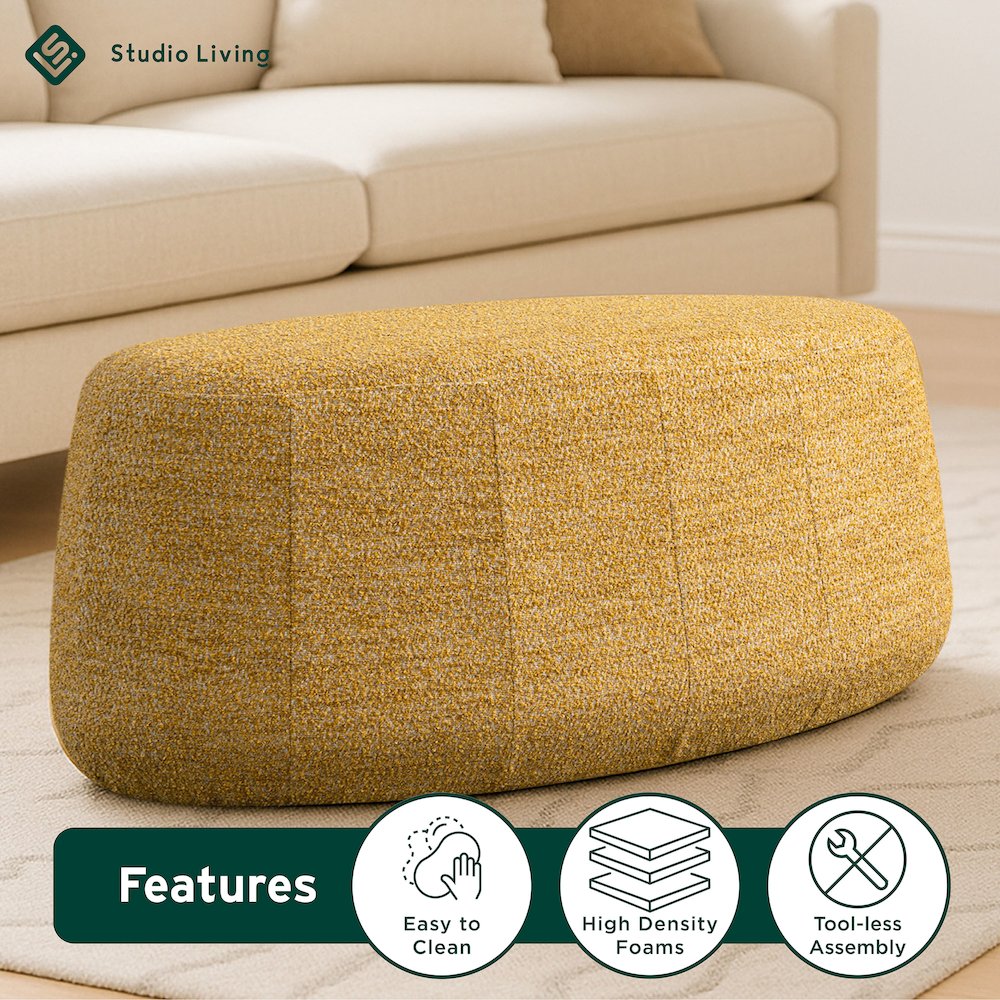 Kayden Upholstered Ottoman Large Mustard. Picture 16