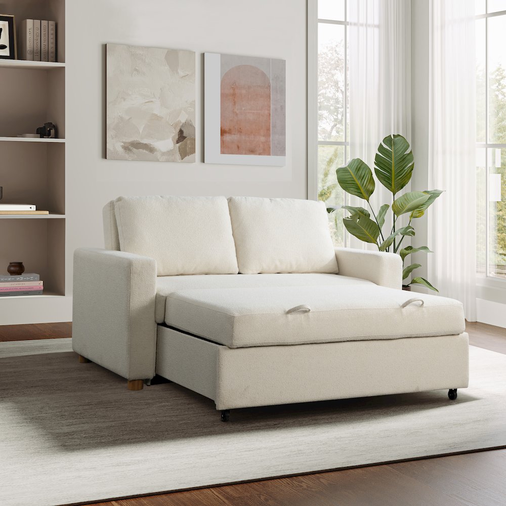 Tyler Convertible Sofa Ivory Boucle. Picture 2