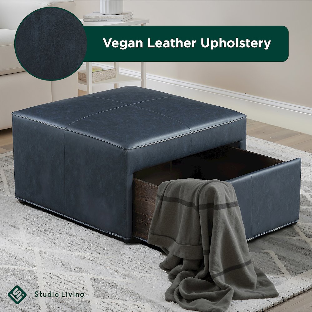 Hailey Storage Ottoman Navy. Picture 4