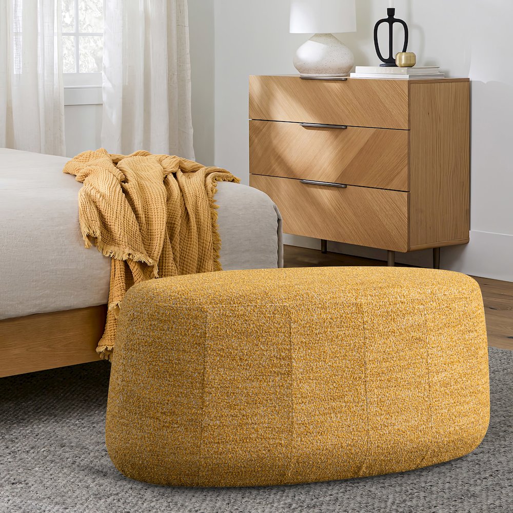 Kayden Upholstered Ottoman Large Mustard. Picture 10