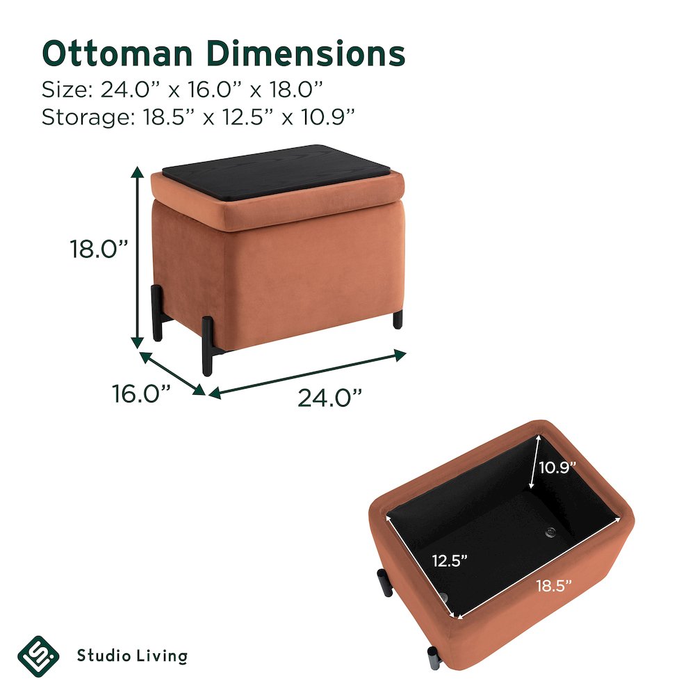 Kona Storage Ottoman Small Rust. Picture 21