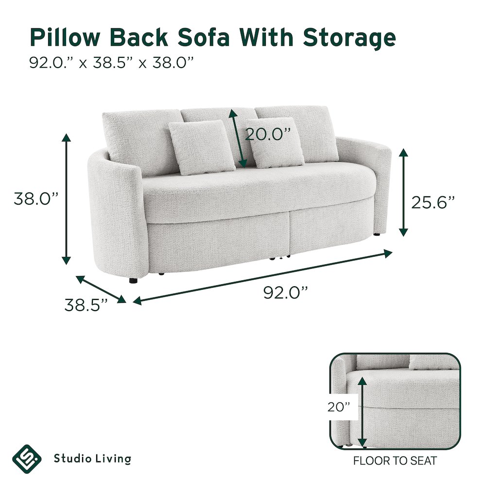 Beckett Storage Sofa Ivory. Picture 23