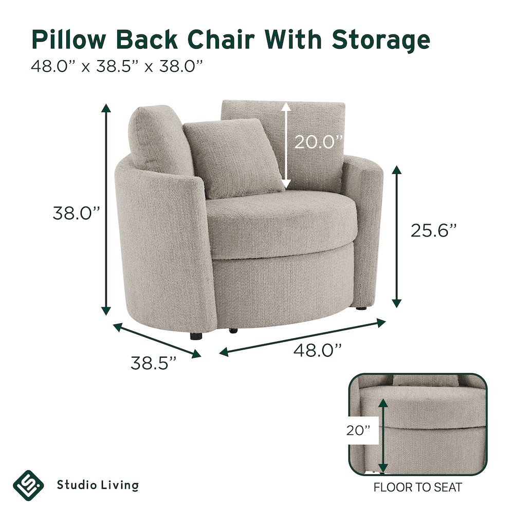 Beckett Storage Chair Taupe. Picture 5