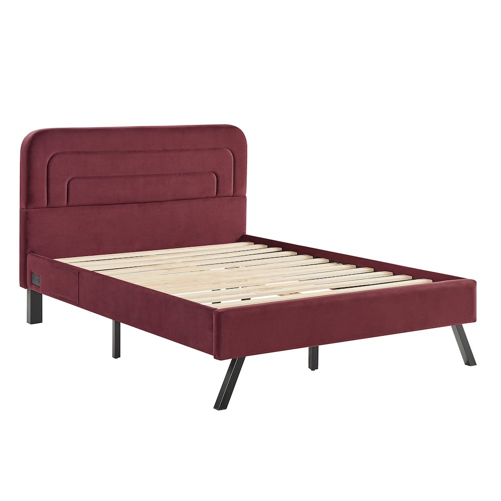 Adaline Upholstered Bed Full Burgundy. Picture 1