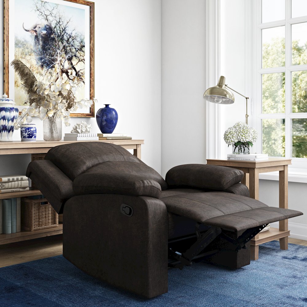 Derby Manual Recliner Java Faux Suede. Picture 11